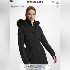 Michael Kors Faux Fur Trim Quilted Puffer